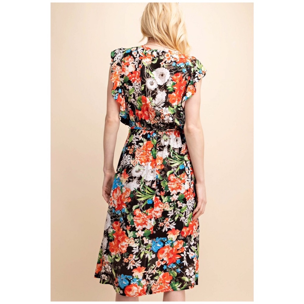 KORI ⚠️FINAL MARKDOWN⚠️ FLOWER PRINT WRAP DRESS - Picture 4 of 8